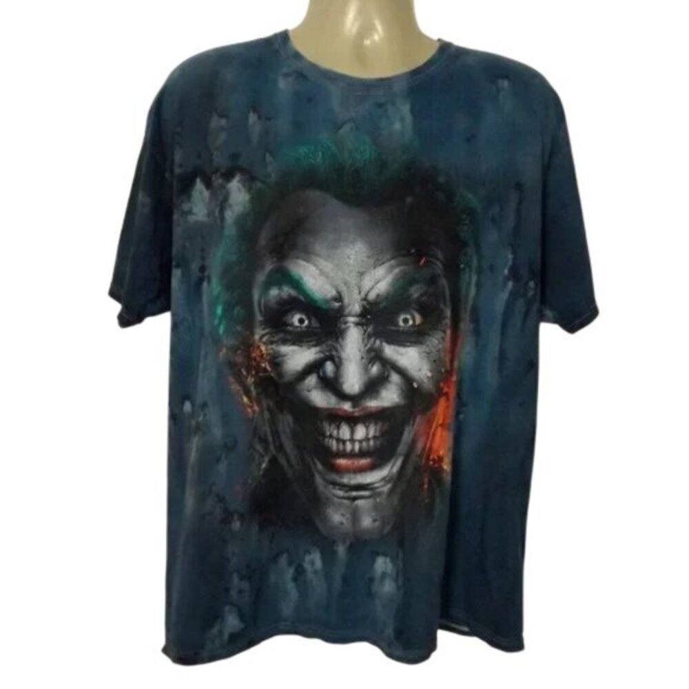 INJUSTICE JOKER Tshirt, XL, Blue Tie-Dye, Creepy Face, Short sleeves, BATMAN